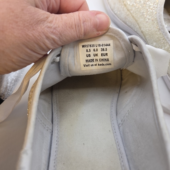 Kate Spade White Sparkling Women's Keds Size 8.5 - Picture 4 of 5